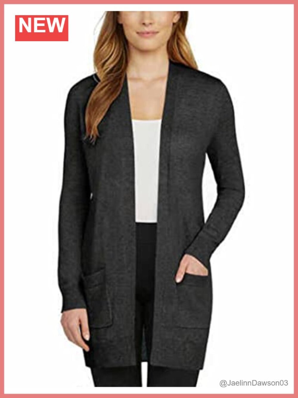 Matty M Women's Charcoal Cardigan Long Sleeve Knit Pull On Sweater